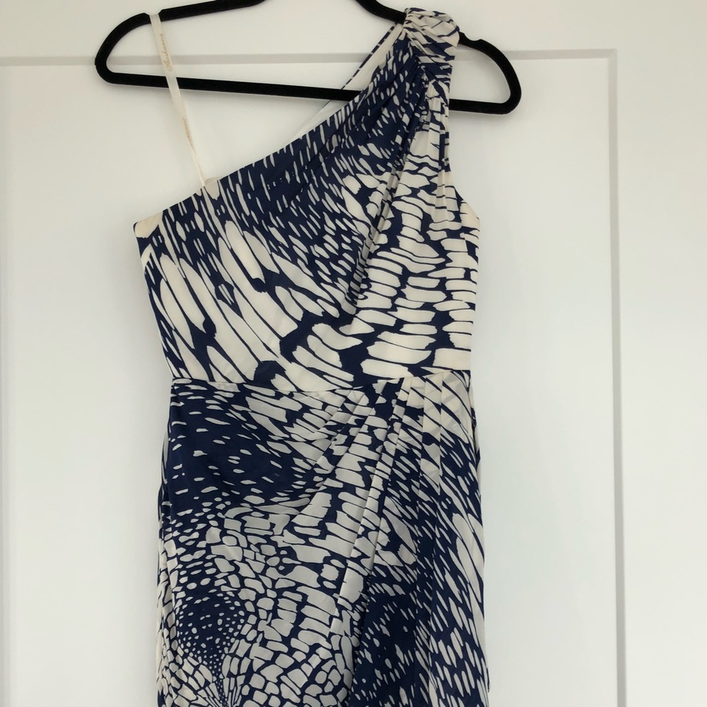 Shoshanna One Shoulder Water Cocktail Dress.